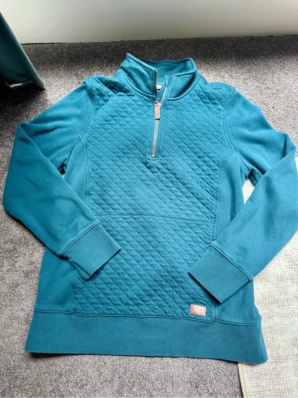 L.L.Bean Women’s Blue Quilted 1/4 Zip Mock Neck Pullover Sweatshirt M
